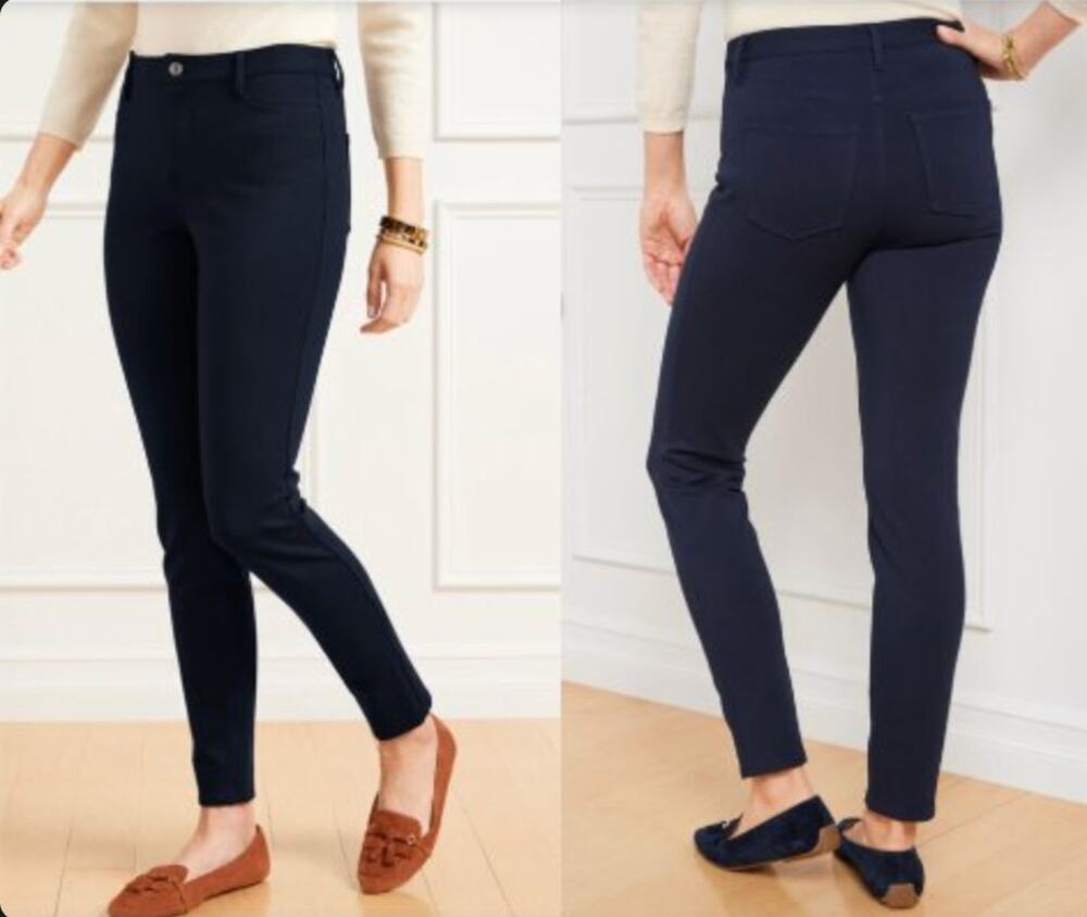 Talbots NWT Womens Soho 5-Pocket Leggings Blue Corporate Core Minimalist Size 14